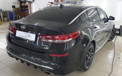 Kia Optima — ремонт вмятины без покраски, тонировка стекол, бронирование лобового стекла