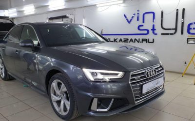 Audi A4 — затонировали переднюю полусферу атермальной пленкой Ultra Vision , заднюю полусферу пленкой llumar 95%