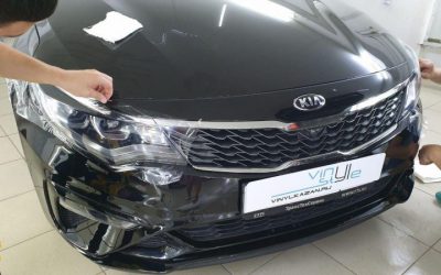 Kia Optima — бронирование фар и зон под ручками антигравийной ПВХ пленкой