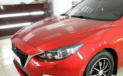 Mazda 3 — полировка и ремонт вмятин без покраски, перешив руля, ручки КПП и ручника, бронирование фар