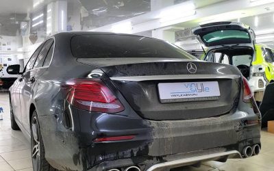 Mercedes Е200 — бронирование фар автомобиля полиуретановой пленкой Stek