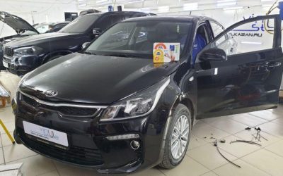 Kia Rio — установили охранный комплекс Starline A93 ECO с GPS модулем, затонировали стекла и забронировали зоны риска пленкой Hogomaku