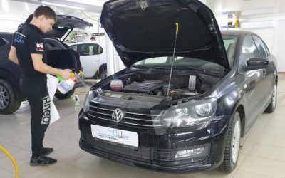 Бронирование фар автомобиля VW Polo пленкой