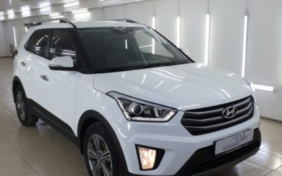 Hyundai Creta — очистка кузова от битума, подкраска сколов, полировка фонарей, нанесли защитное покрытие Top Coat, тонировка фонарей