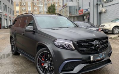 Mercedes GLS 63 AMG — полностью оклеен прозрачной МАТовой плёнкой премиум класса, антихром, ремонт водительского сиденья