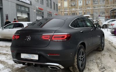 Mercedes GLC 300D — бронирование матовой полиуретановой пленкой, бронирование фар и тонировка