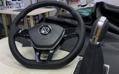 Перетяжка руля, ручки КПП Volkswagen Golf в экокожу — Наппа и псевдоперфорация