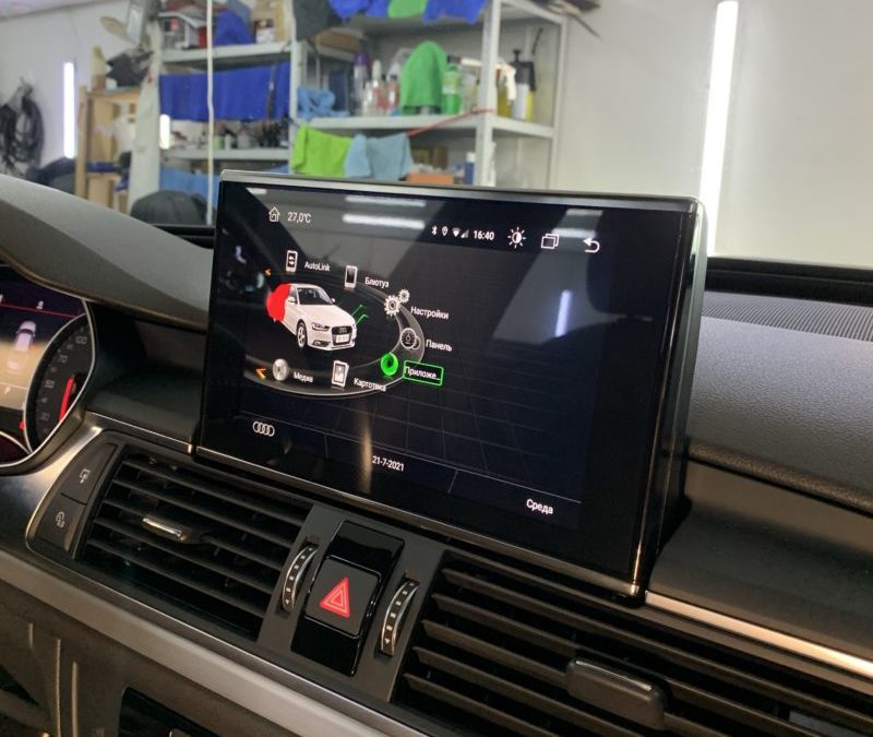 Заменили штатное головное устройство автомобиля Audi A6 2017 года на новую Android мультимедиа систему