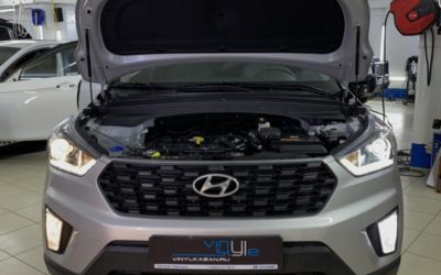 Hyundai Creta — вместо штатного галогена установили bi-led модули Aozoom A3 Max, заменили лампы в ПТФ на led