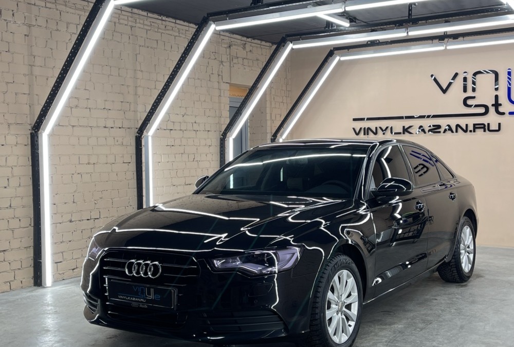 Audi A6 — замена штатного ксенона на bi-led модули Aozoom A3+, перетяжка руля, химчистка, полировка и керамика, тонировка