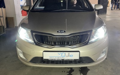 Установили bi-led модули Aozoom A13 на автомобиль Kia Rio, отполировали и забронировали фары