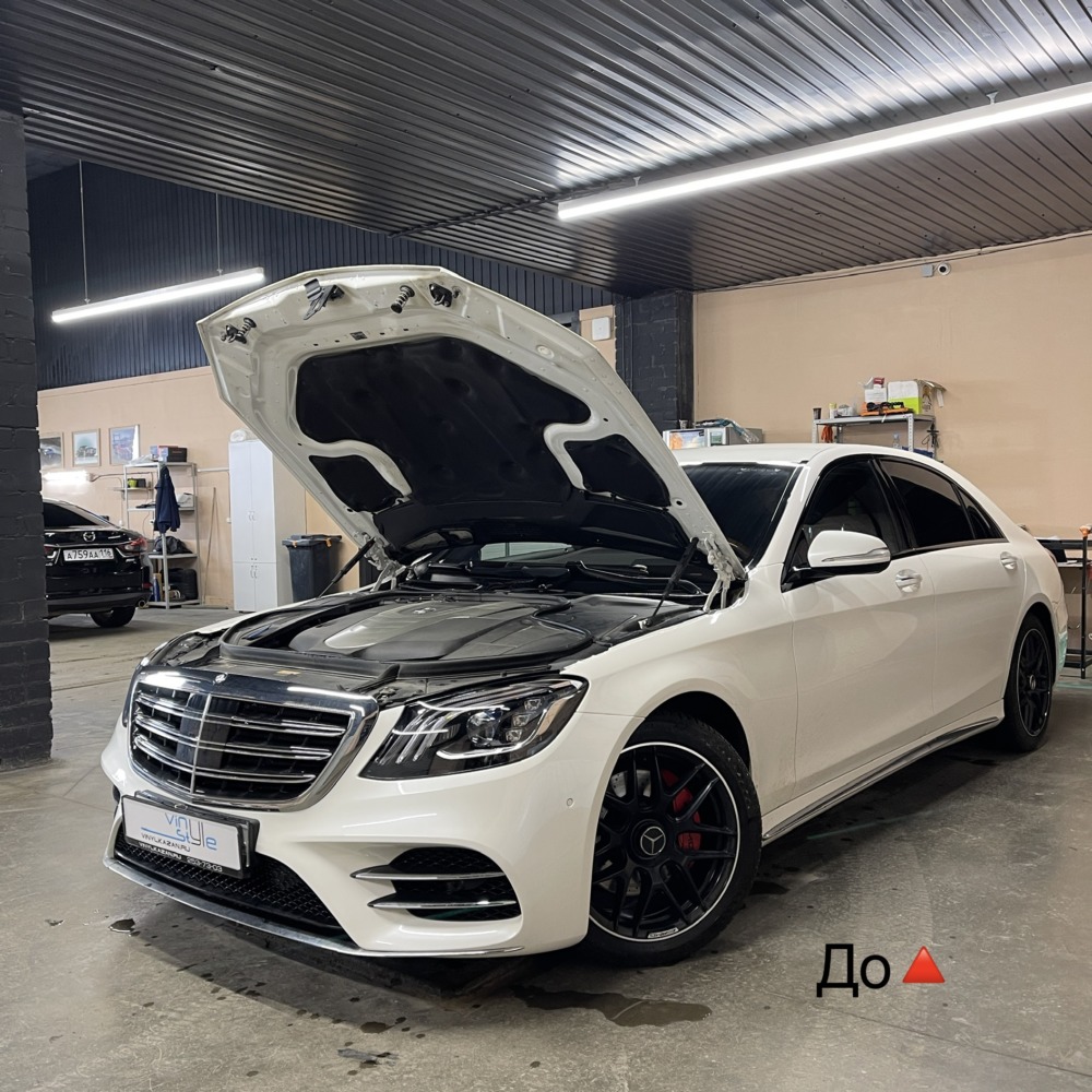 Покраска элементов кузова Mercedes S-class W222 в черный глянец - Vinyl  Style