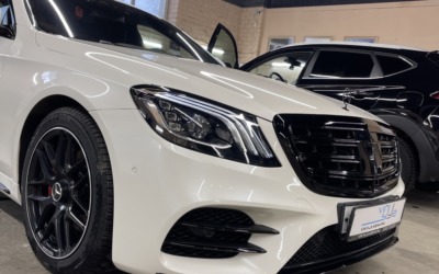 Покраска элементов кузова Mercedes S-class W222 в черный глянец