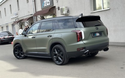 Hyundai Palisade — полировка и оклейка авто, покраска суппортов, подсветка салона, перешив руля и многое другое