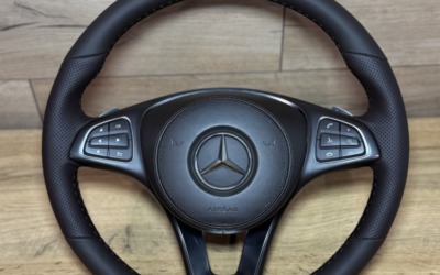 Перешили руль на Mercedes GL под оригинал в натуральную кожу шоколадного оттенка