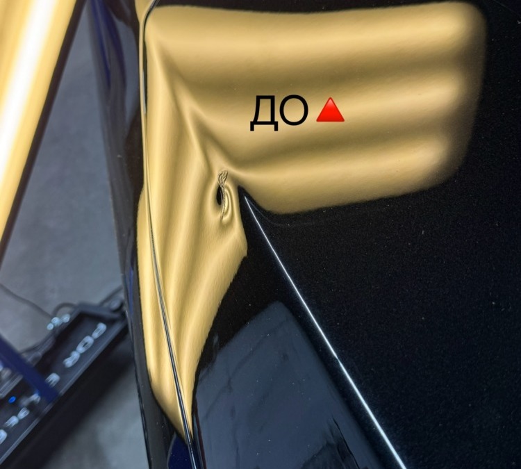 Ремонт вмятины без покраски на капоте автомобиля Mercedes S class