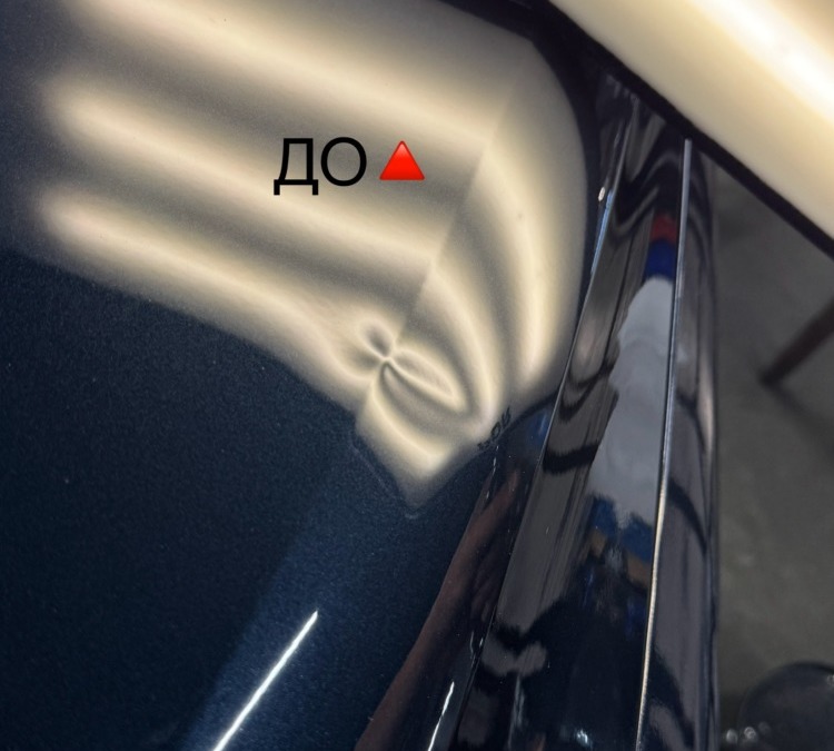 Выпрямили вмятину без покраски на капоте Kia K5 сохранив бронепленку