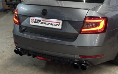 Skoda Octavia — установка даунпайпа Deikin и раздвоении выхлопа