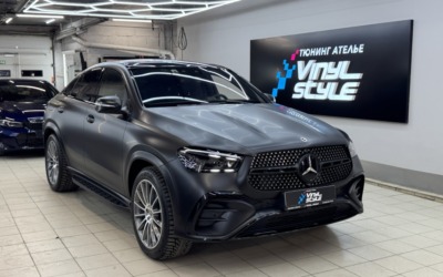 Бронирование кузова Mercedes-Benz GLE матовой полиуретановой плёнкой и антихром