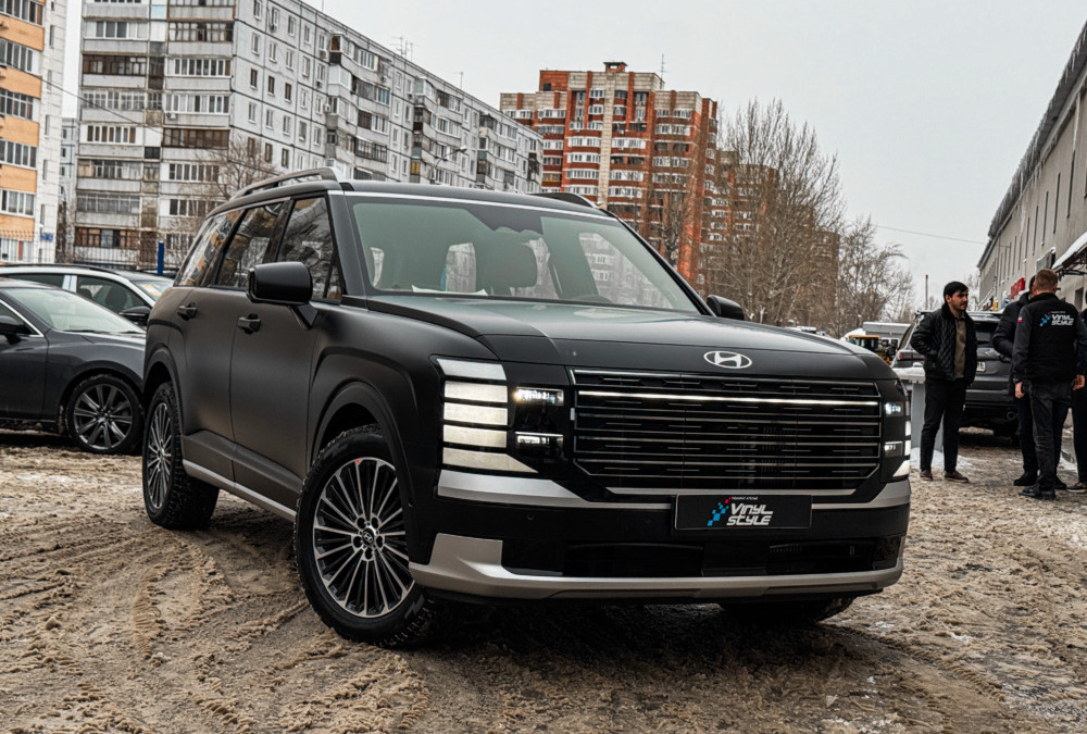 Оклейка кузова нового Hyundai Palisade 2025 года матовой полиуретановой пленкой